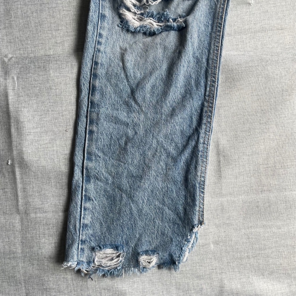 Free People Distressed High Waisted Straight Leg Jeans Womens Size 28 Blue - Picture 4 of 15